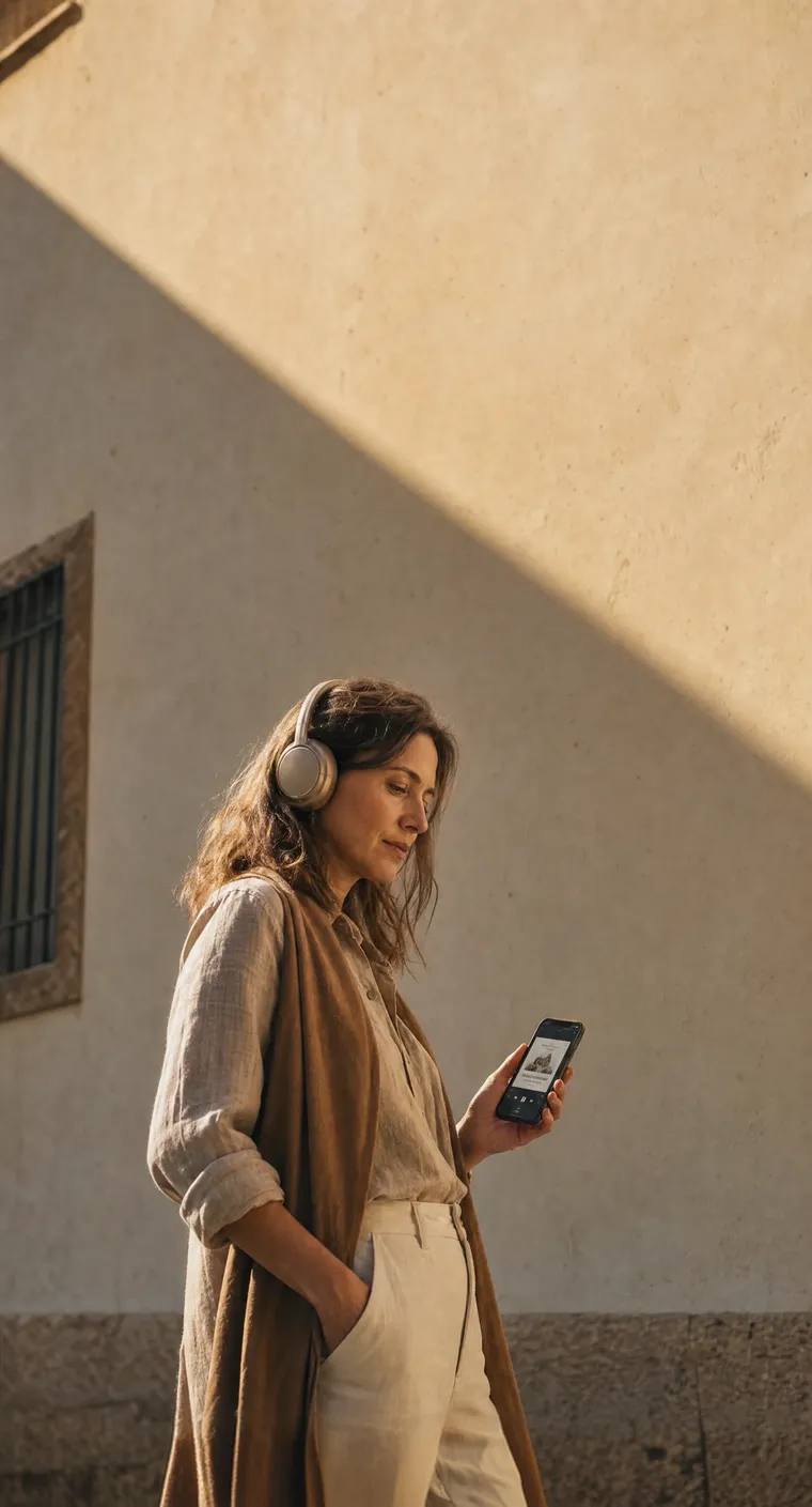 A person standing and looking at their phone.